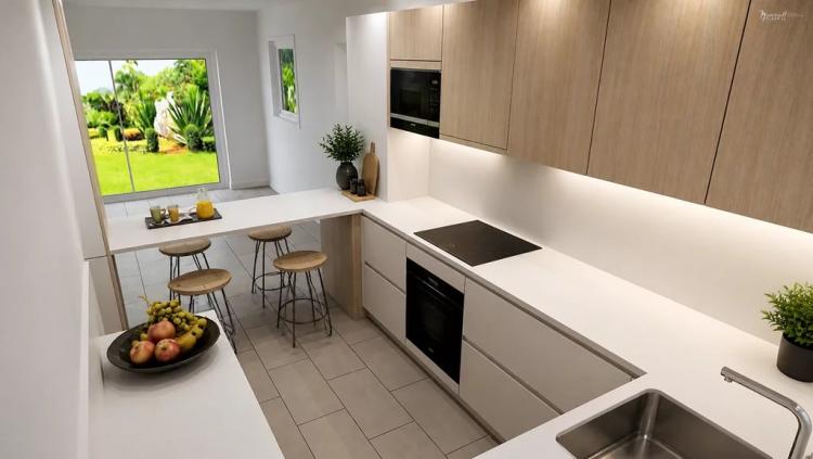 Élégante villa jumelle contemporaine HPE sur plan