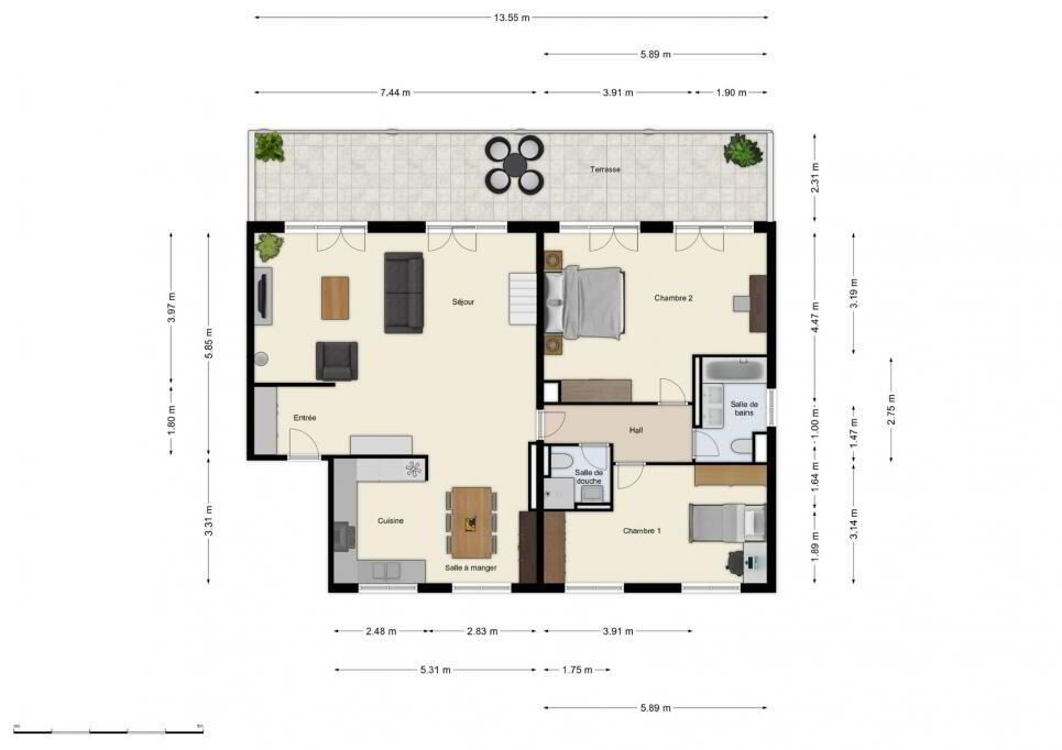 Lumineux et charmant appartement avec mezzanine