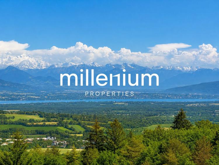Vue panoramique sur le lac Léman et le Mont-Blanc - Gex (FRANCE)
