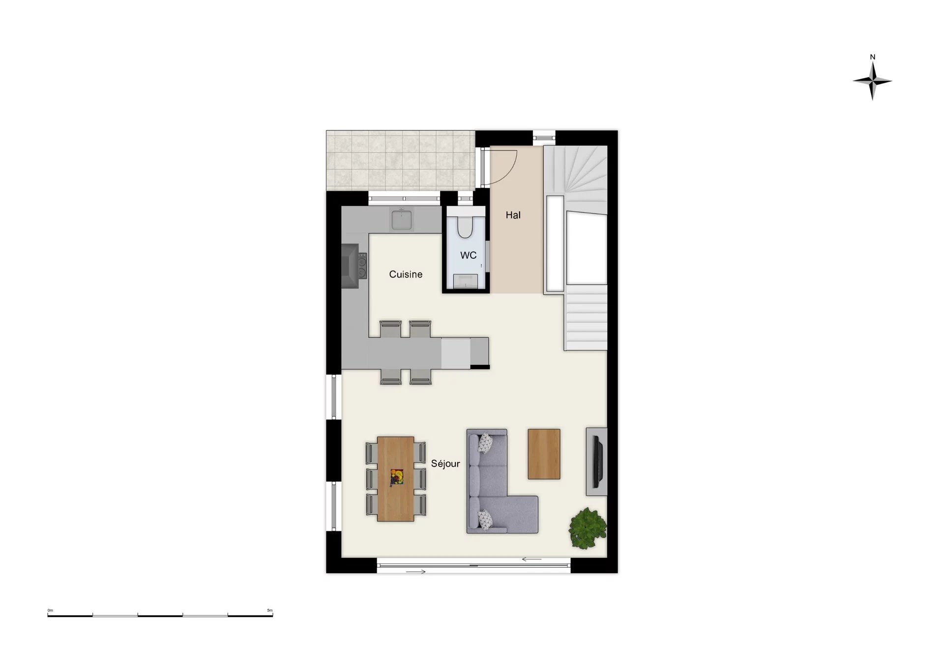 Élégante villa jumelle contemporaine HPE sur plan