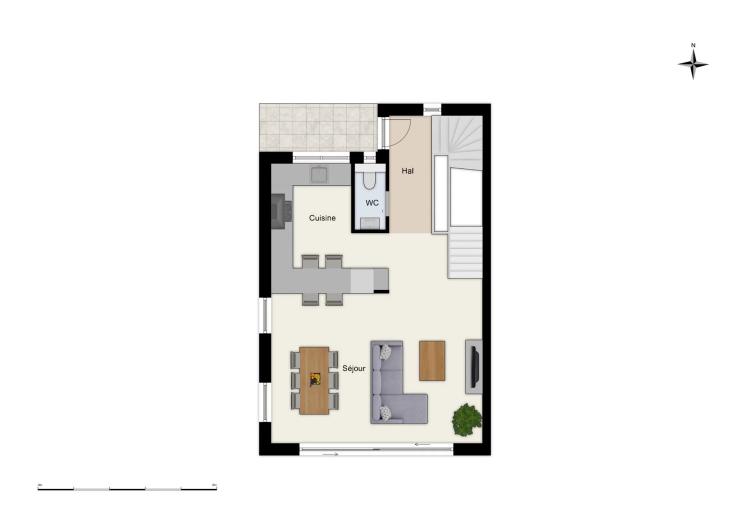 Élégante villa jumelle contemporaine HPE sur plan
