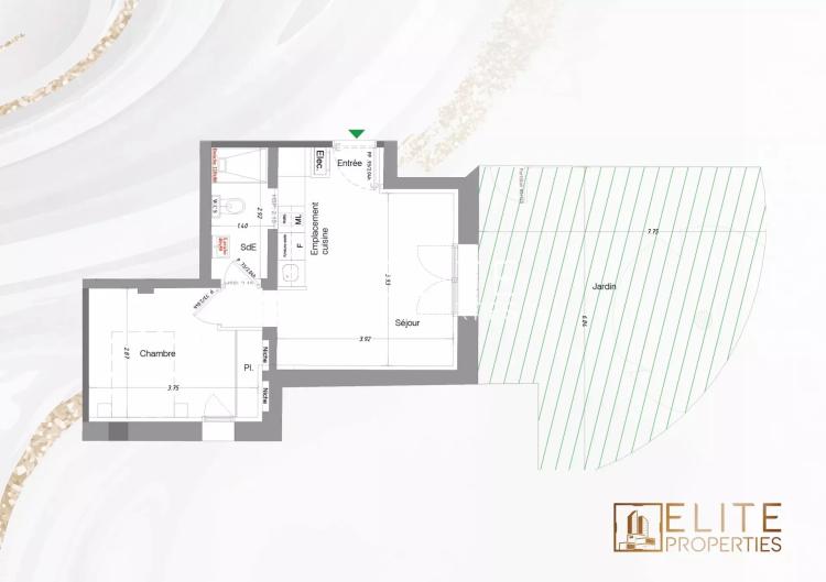 Mouans sartoux T2 - 31.90 m² habitable + 41.50 m² d'extérieur