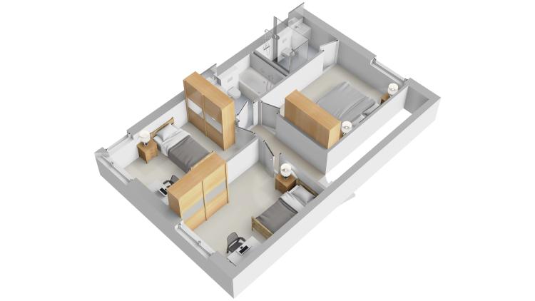 Élégante villa jumelle contemporaine HPE sur plan