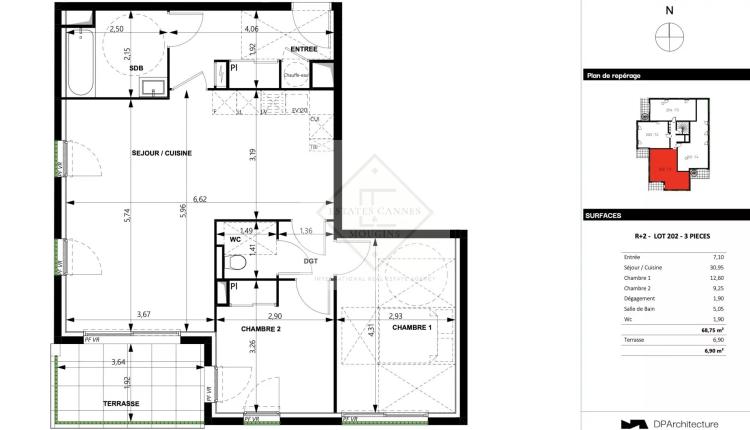 3P neuf dernier etage - proche plage à Juan-les-Pins !