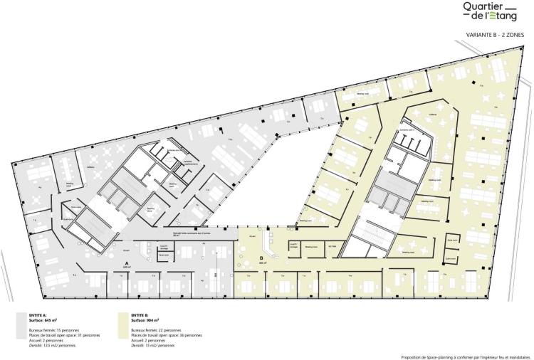 Bureaux d’exception de 904m² au cœur du Quartier de l’Étang