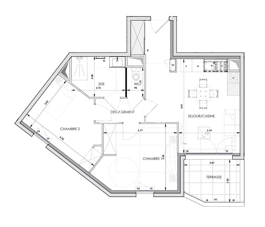 APPARTEMENT 3 PIÈCES DE 57m² + PARKING – CHÂTEAUNEUF-DU-GRASSE