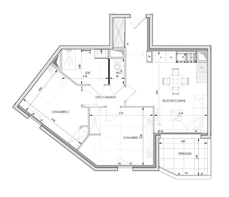 APPARTEMENT 3 PIÈCES DE 57m² + PARKING – CHÂTEAUNEUF-DU-GRASSE