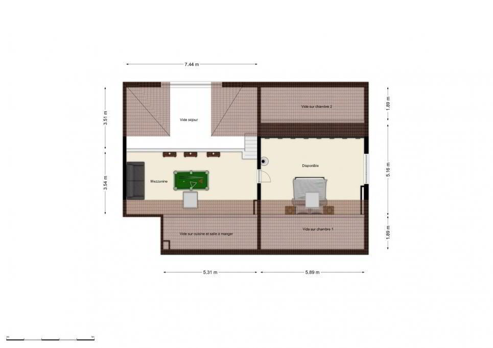 Lumineux et charmant appartement avec mezzanine