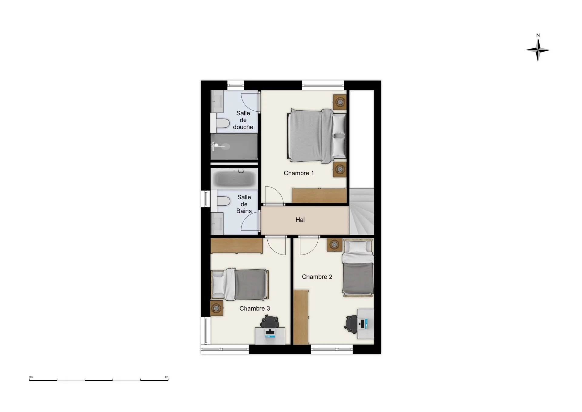 Élégante villa jumelle contemporaine HPE sur plan