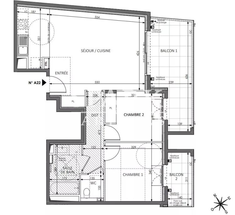 Beausoleil - Standing résidence centre ville - Appartement 3 pièces