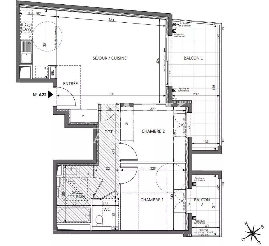 Beausoleil - Standing résidence centre ville - Appartement 3 pièces