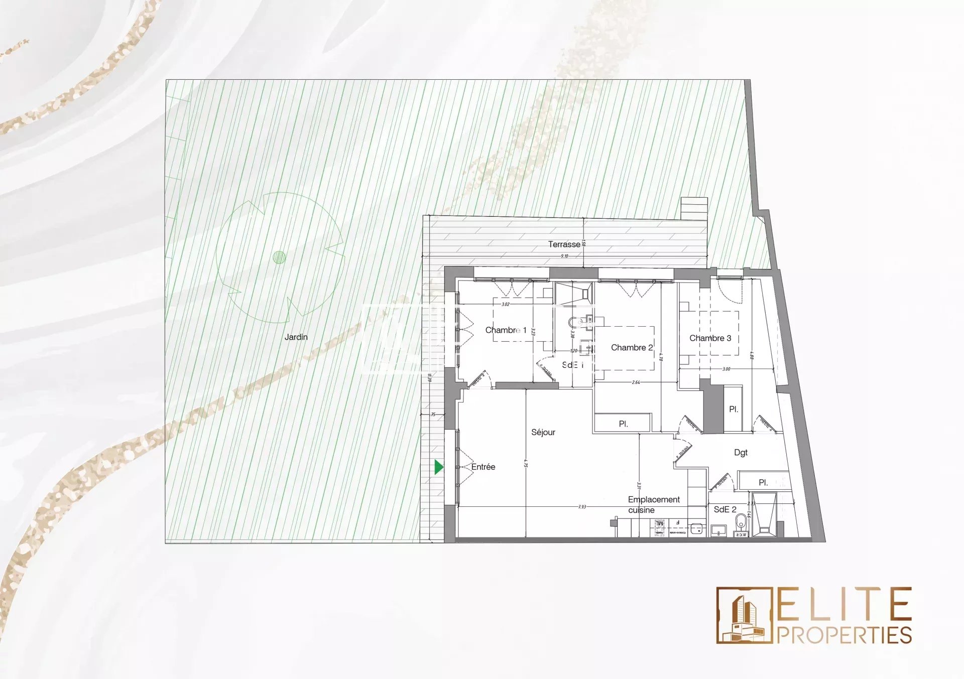 Mouans sartoux ESPACE ET NATURE POUR CE T4 - 80m² habitable + 598 m² de jardin