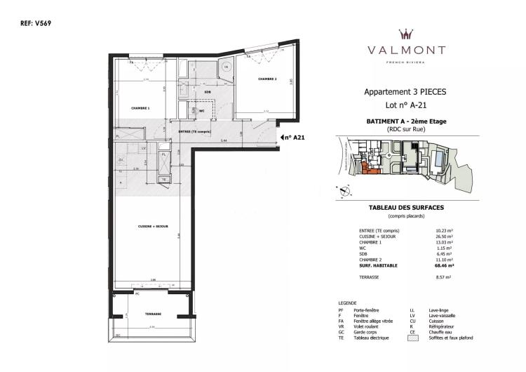 Appartement trois pièces résidence d’exception