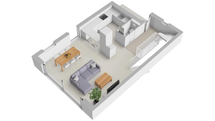 Élégante villa jumelle contemporaine HPE sur plan