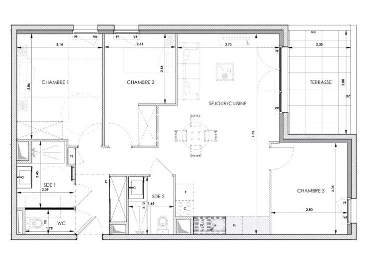 APPARTEMENT 4 PIÈCES DE 85m² + PARKING – CHÂTEAUNEUF-DU-GRASSE