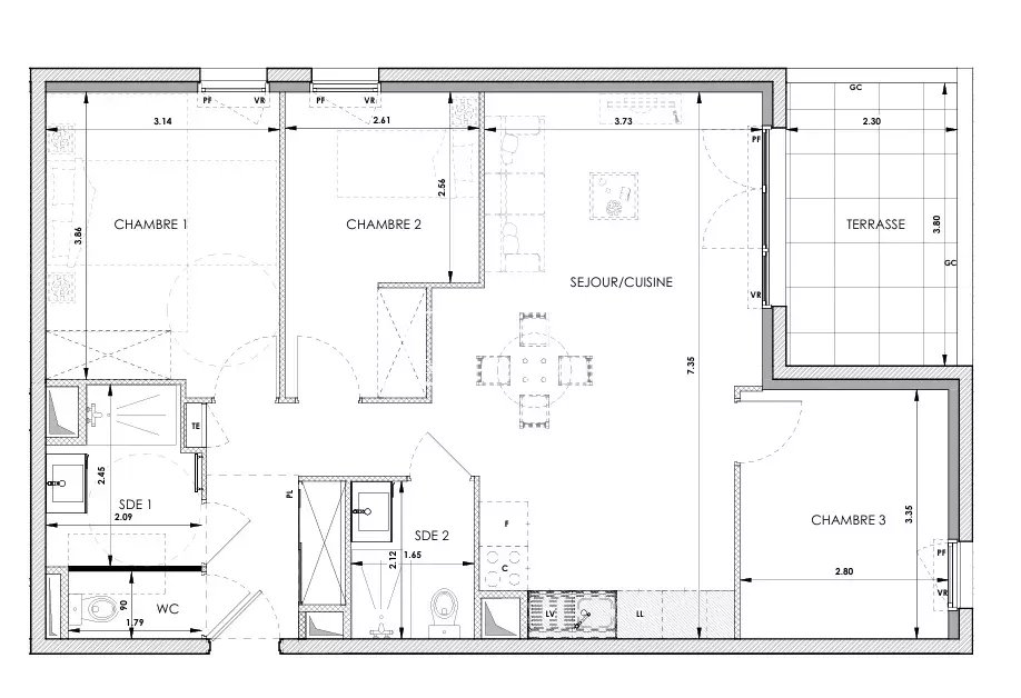 APPARTEMENT 4 PIÈCES DE 85m² + PARKING – CHÂTEAUNEUF-DU-GRASSE