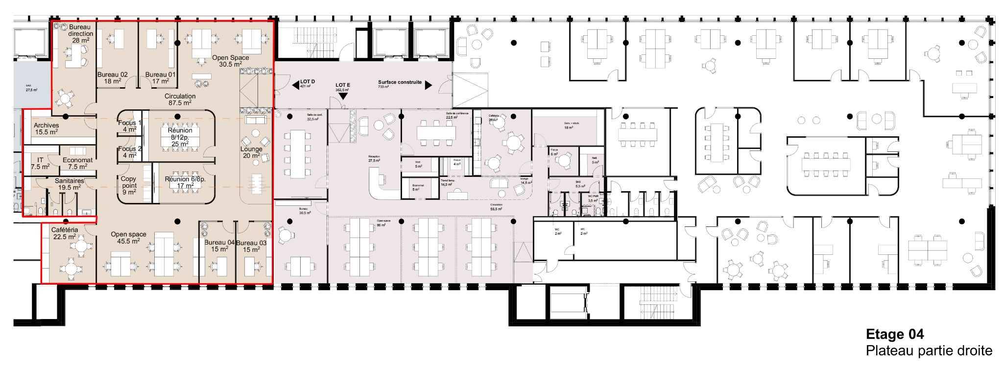 À louer – Bureaux bruts à aménager au Quartier de l’Étang